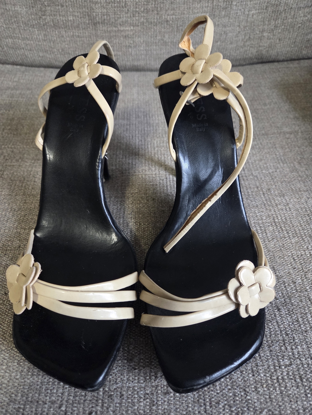 Guess Beige Floral Strappy Women's Sandal Heels